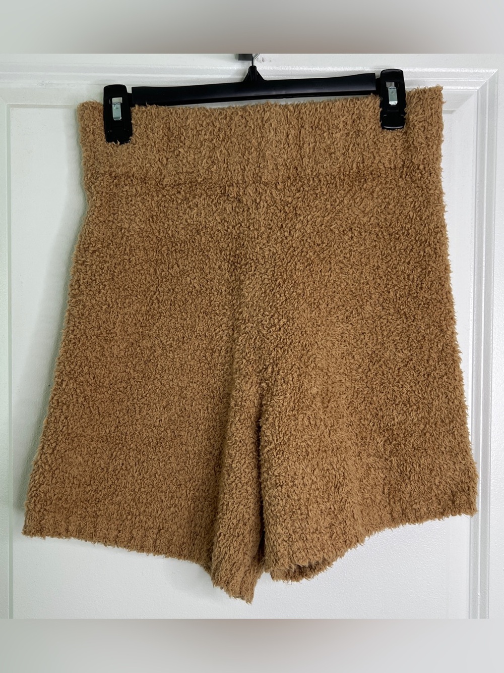 SKIMS Cozy Knit Bouclé Shorts Camel Tan High Rise Lounge Shorts Size S/M Soft